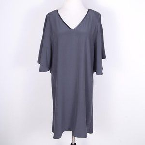 Calypso St. Barth 100% Silk Gray Short Sleeve V-neck Knee Length Shift Dress S